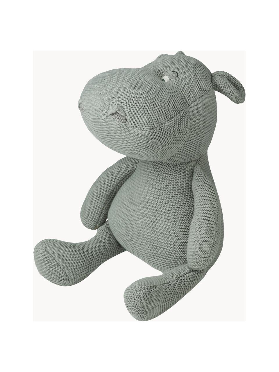 Kuscheltier Bo hippo Hippo, Bezug: 100 % Baumwolle, Salbeigrün, B 19 x H 27 cm