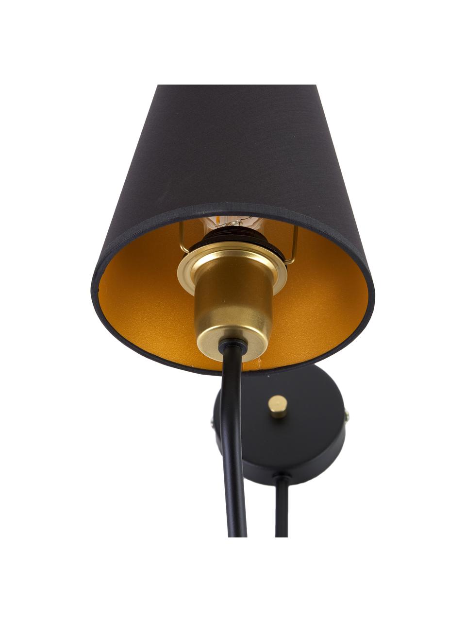 Veľká nástenná lampa Victoria, Čierna, odtiene zlatej