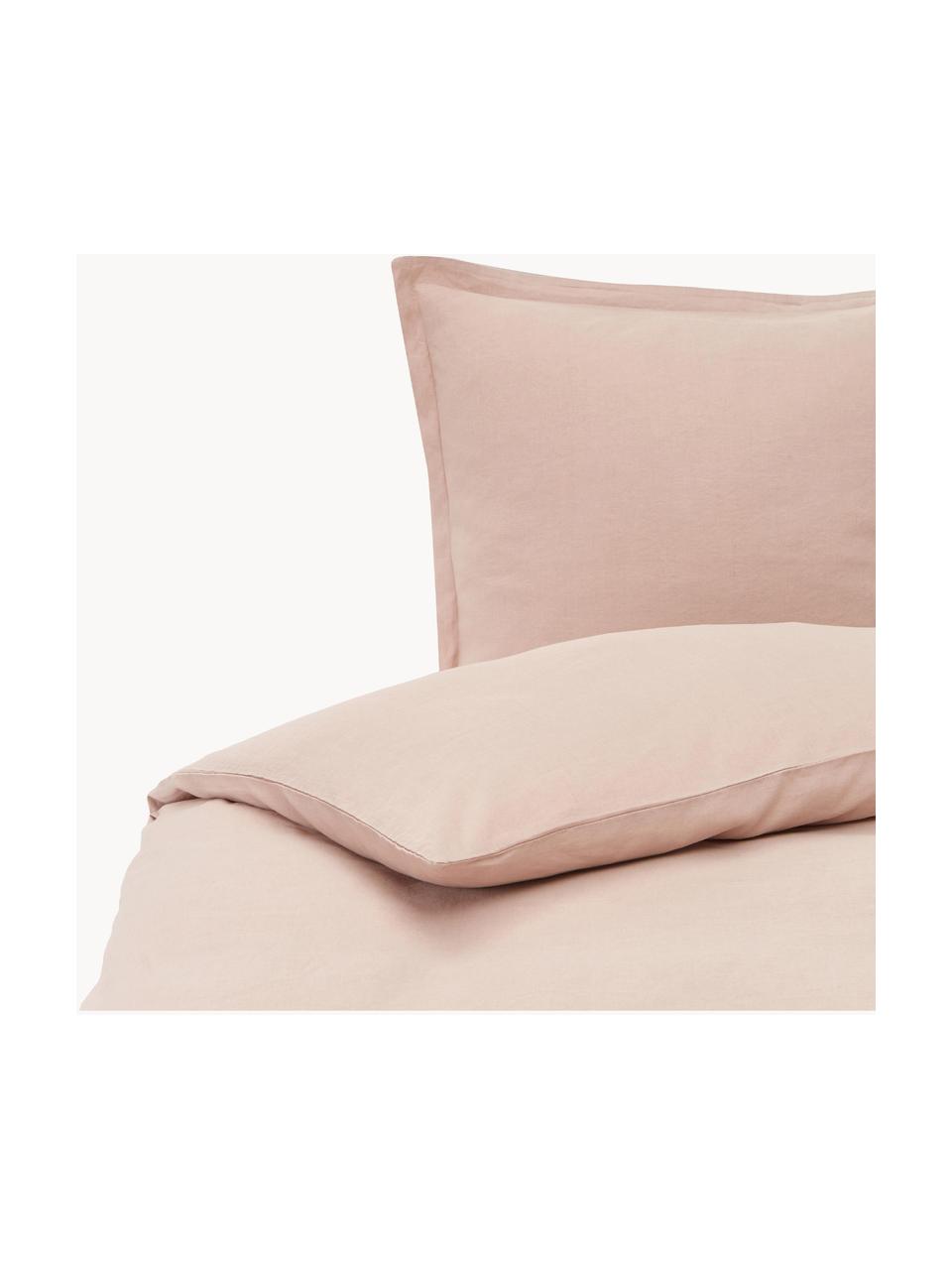 Housse de couette en lin délavé rose Nature, Composé pour moitié de lin
(52 % lin, 48 % coton) 

Densité 108 fils au pouce carré, qualité standard

Le lin mélangé offre un toucher naturel et un aspect délavé original. Le lin absorbe jusqu'à 35 % d'humidité et échange cette humidité avec l'air ambiant. Il sèche très rapidement et offre un agréable effet rafraîchissant les nuits d'été. Sa résistance élevée au accrocs lui confère robustesse et longévité, Vieux rose, larg. 140 x long. 200 cm