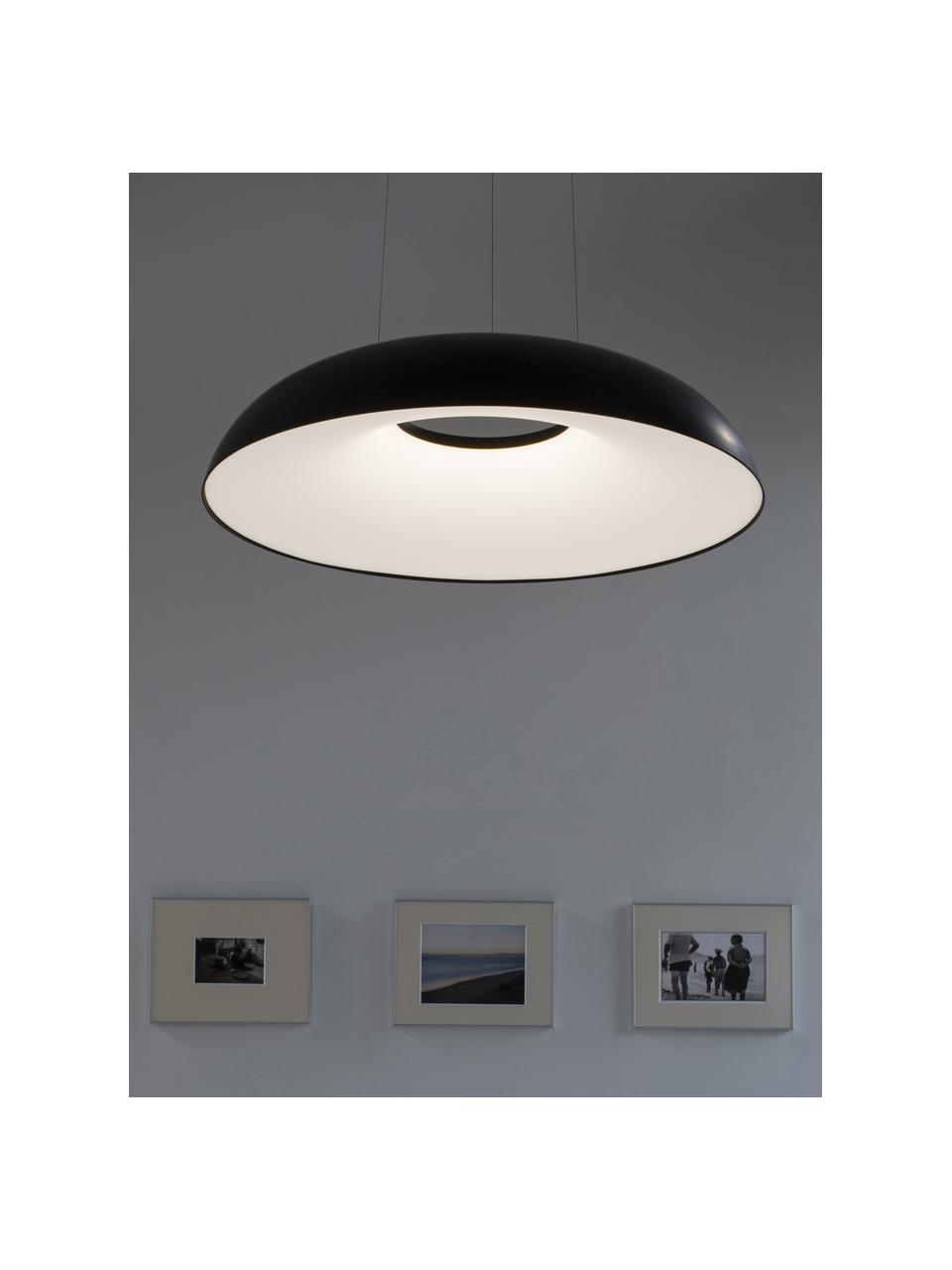 Grote LED hanglamp Maggiolone, dimbaar, Lampenkap: gelakt aluminium, Zwart, Ø 60 x H 12 cm