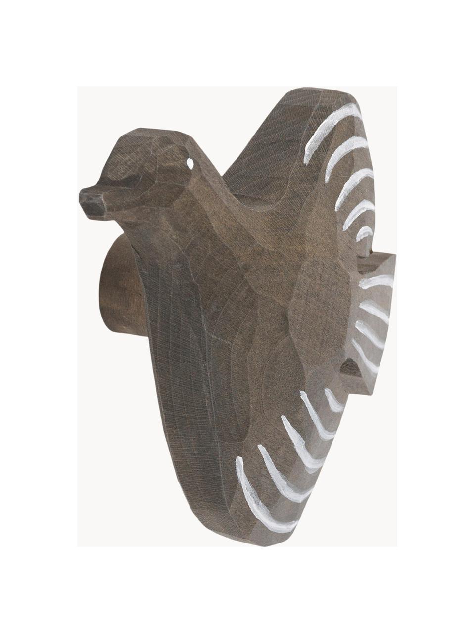 Handgefertigter Wandhaken Lola Bird aus Espenholz, Espenholz, Greige, B 11 x H 11 cm