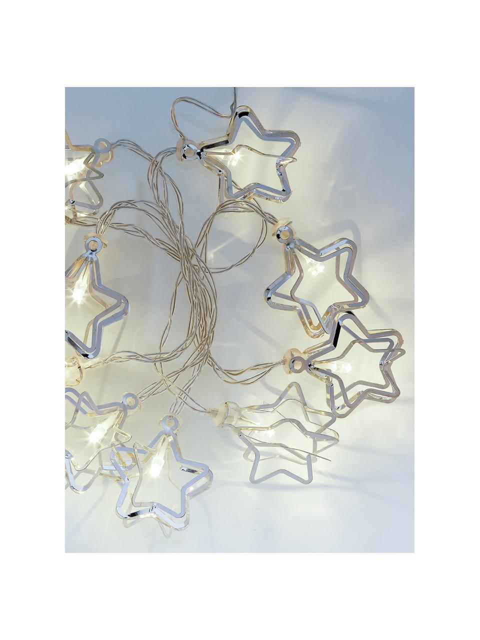 Guirnalda de luces LED Stars, Metal, recubierto, Plateado, L 165 x Al 10 cm