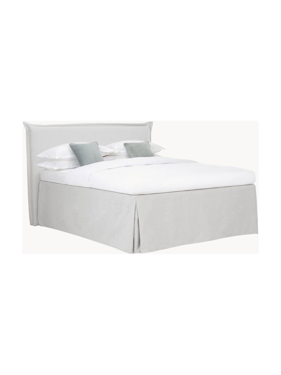 Premium Boxspringbett Violet, Matratze: 5-Zonen-Taschenfederkern, Füße: Massives Birkenholz, lack, Webstoff Hellgrau, B 140 x L 200 cm, Härtegrad H2