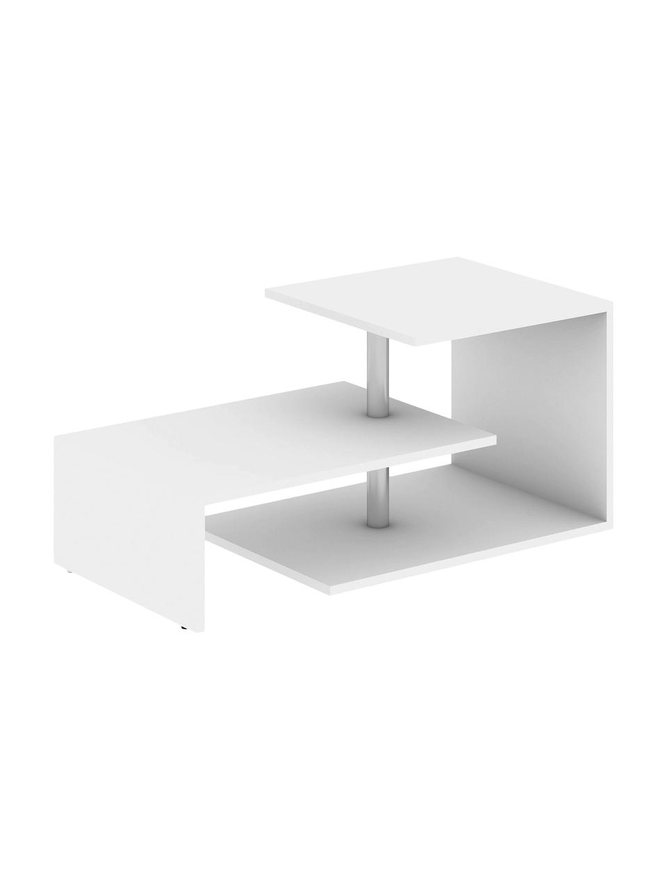 Tavolino da salotto Dilek , Asta: metallo rivestito, Bianco, Larg. 100 x Alt. 46 cm