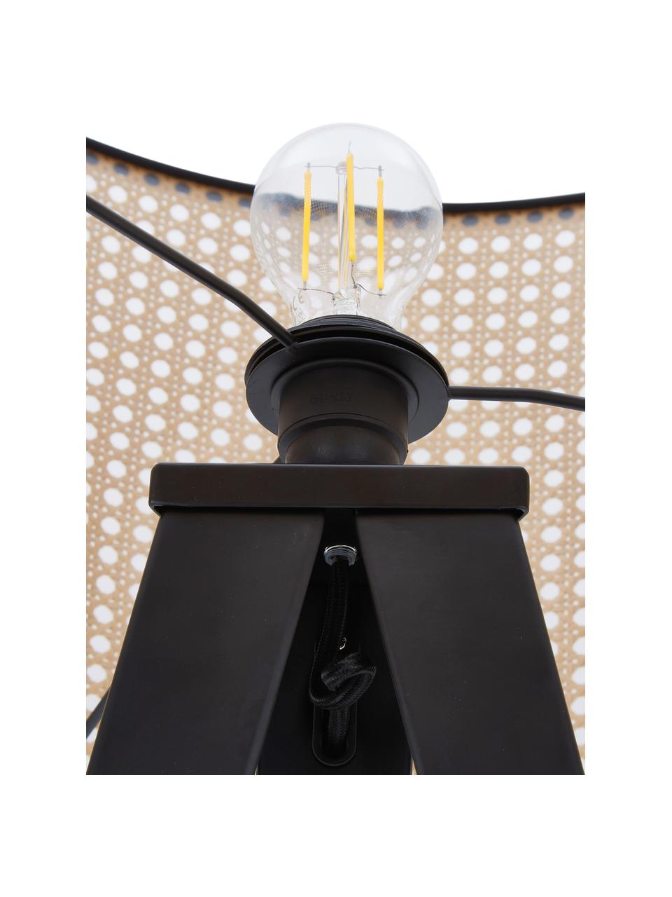 Lampa podłogowa trójnóg z plecionki wiedeńskiej Vienna, Jasny brązowy, czarny, Ø  50 x W 154 cm