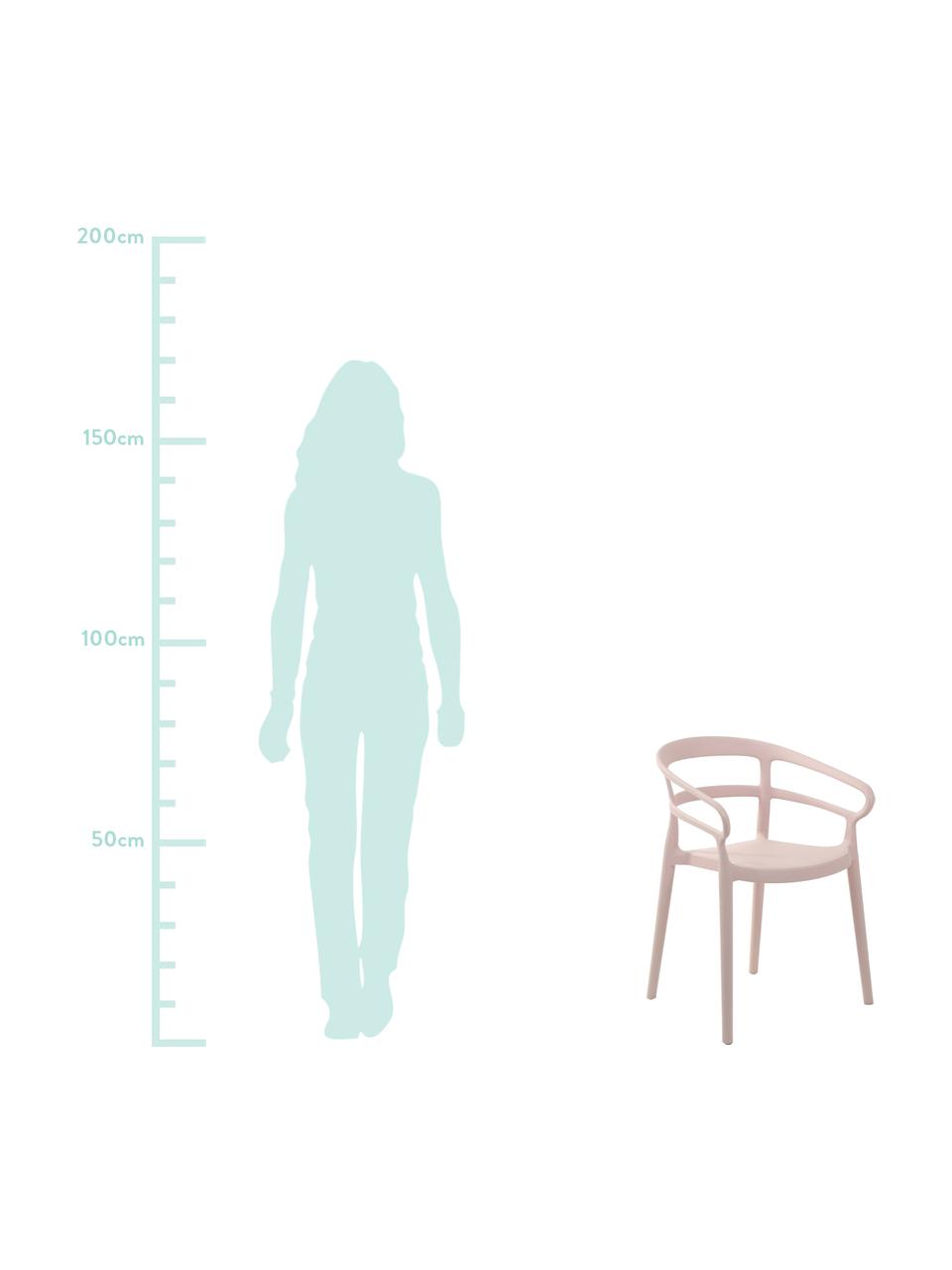 Krzesło z tworzywa sztucznego z podłokietnikami Rodi, 2 szt., Polipropylen, Blady różowy, S 52 x G 57 cm