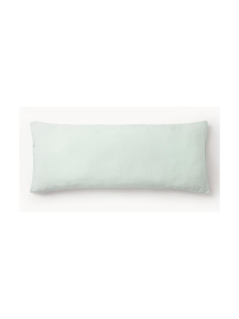 Funda de almohada de muselina Odile, Verde salvia, An 45 x L 110 cm