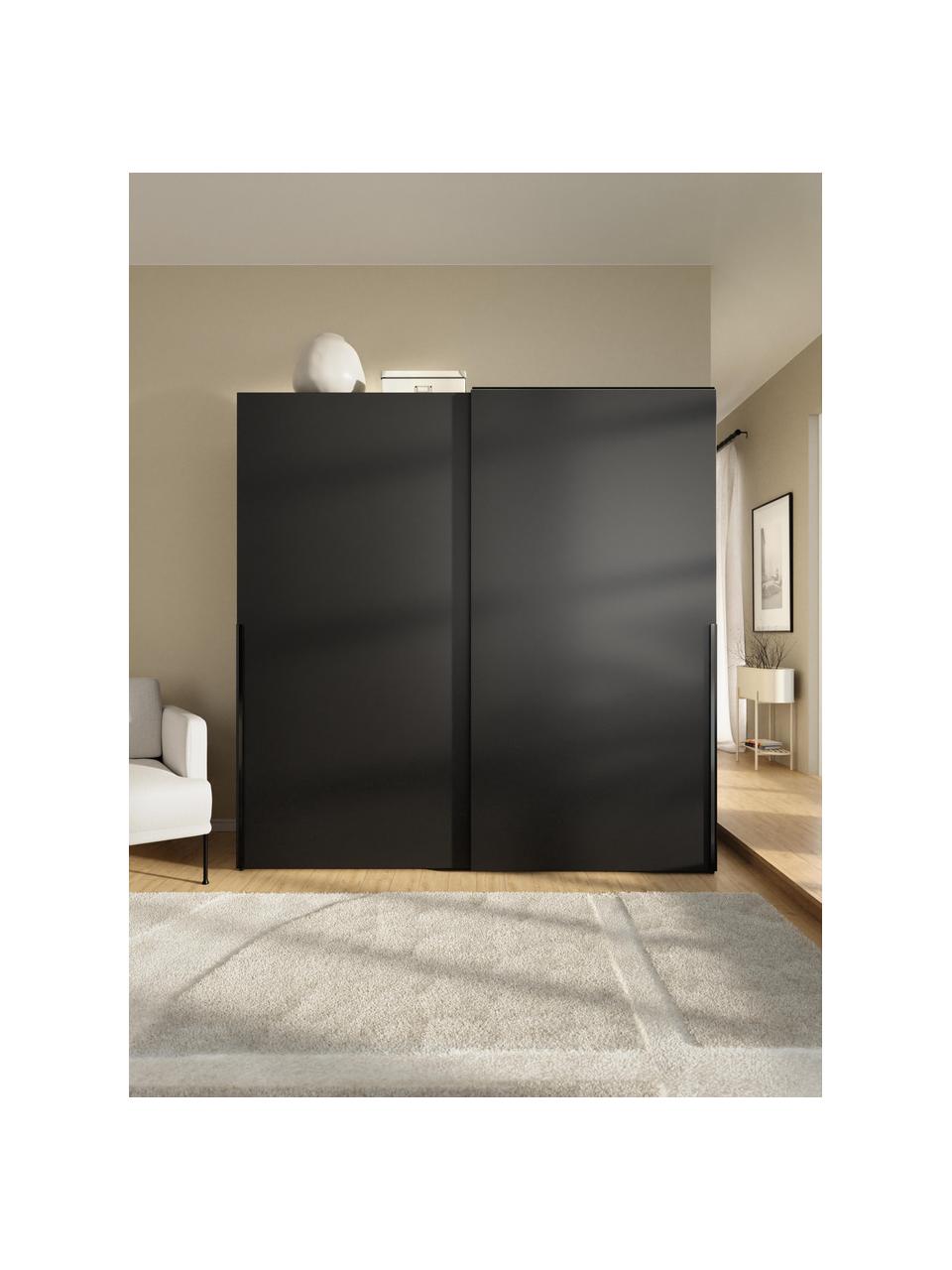 Armoire modulaire à portes coulissantes Leon, larg. 200 cm, plusieurs variantes, Noir, Basic Interior, larg. 200 x haut. 200 cm