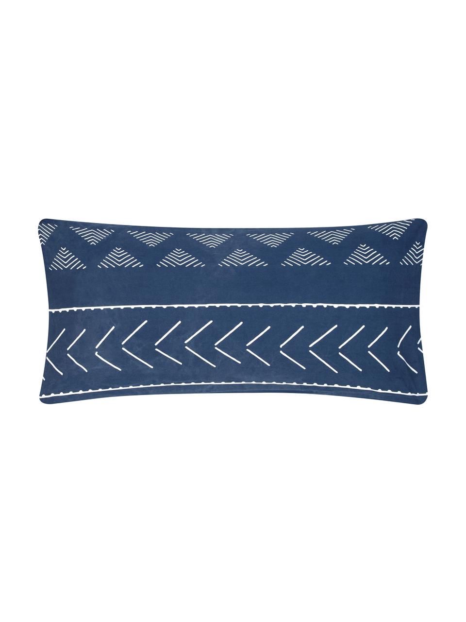 Bavlněný povlak na polštář v boho stylu s efektem soft-washed Kohana, 2 ks, Tmavě modrá, režná
