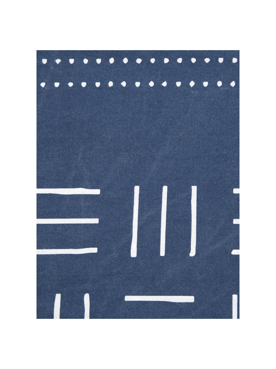 Poszewka na poduszkę z bawełny z efektem sprania Kohana, 2 szt., Ciemny niebieski, ecru, S 40 x D 80 cm