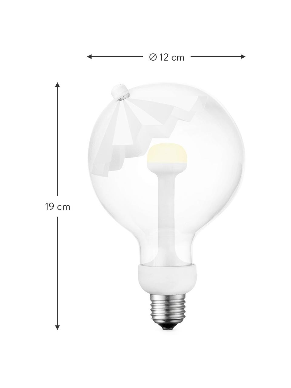 E27 peertje, 400lm, dimbaar, warmwit, 1 stuks, Lampenkap: glas, aluminium, Fitting: aluminium, Wit, transparant, zilverkleurig, Ø 12 x H 19 cm