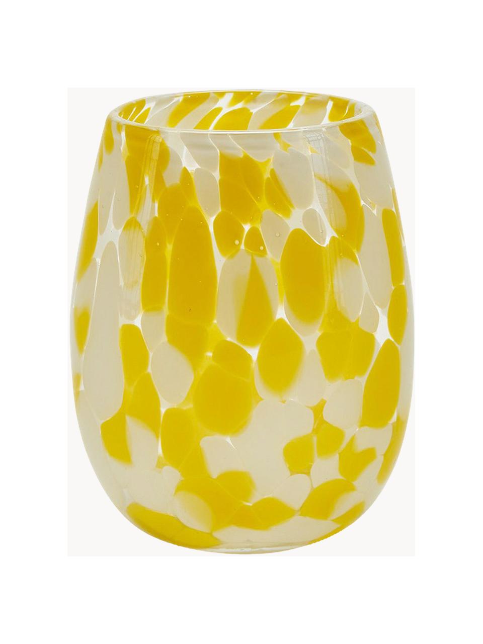 Verres à eau Dots, 6 pièces, Verre, Jaune, blanc, Ø 10 x haut. 21 cm, 400 ml