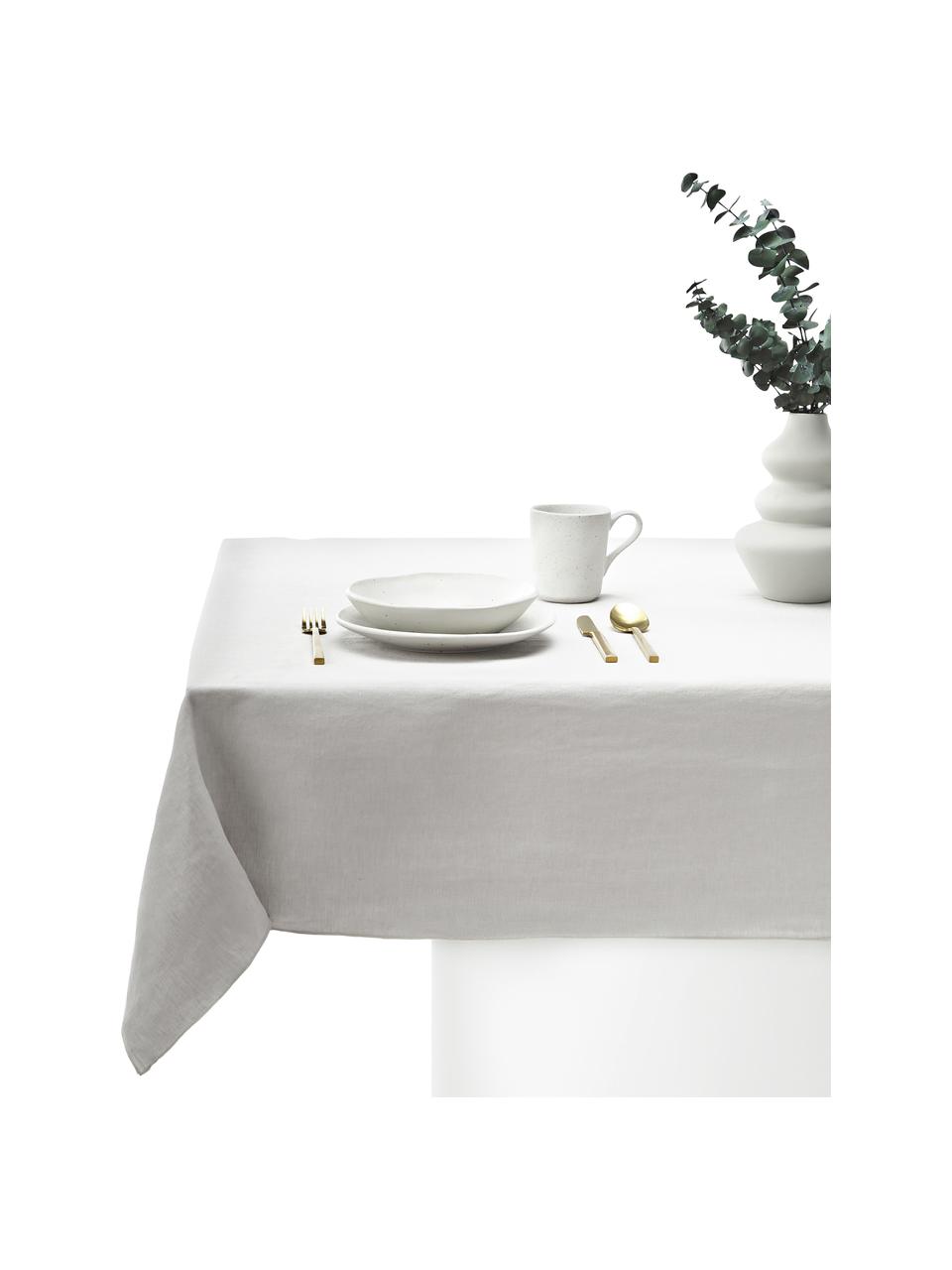Leinen-Tischdecke Kennedy mit Umkettelung, 100 % gewaschenes Leinen, European Flax zertifiziert, Grau, B 140 x L 250 cm