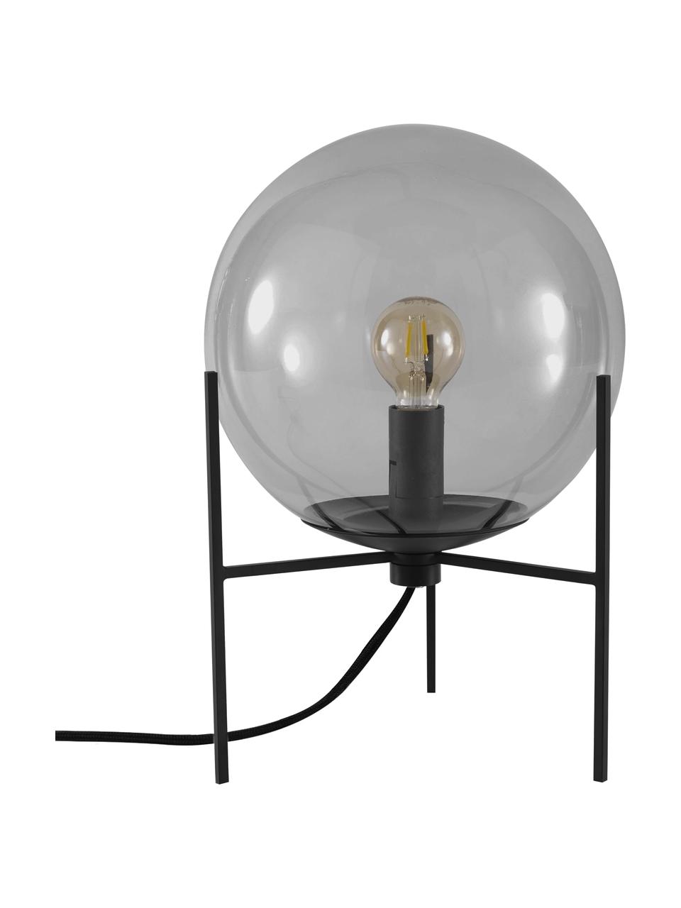 Kleine tafellamp Alton van glas, Lampenkap: glas, Zwart, grijs, transparant, Ø 20 x H 29 cm