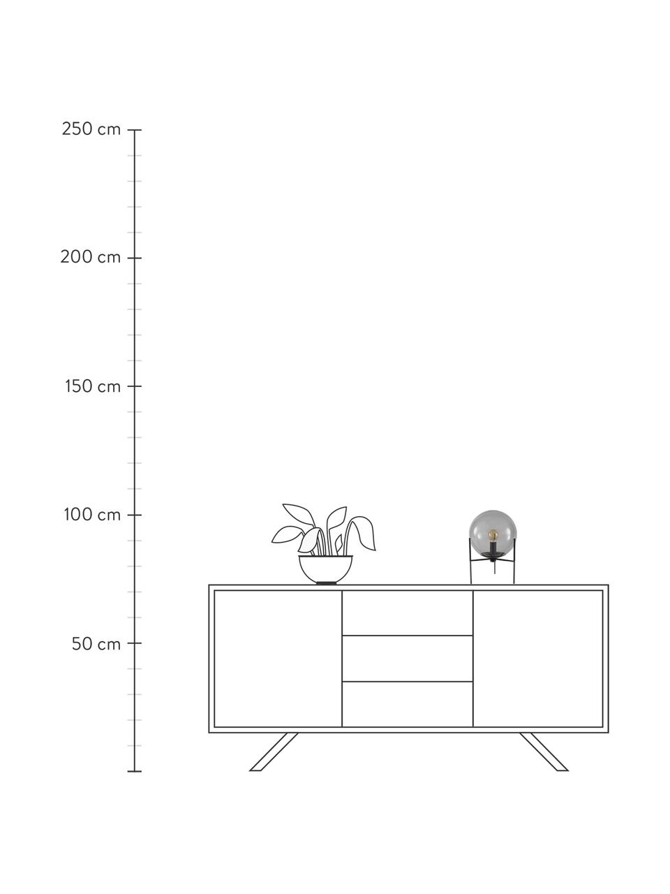 Lámpara de mesa pequeña de vidrio Alton, Pantalla: vidrio, Estructura: metal recubierto, Cable: plástico, Negro, gris transparente, Ø 20 x Al 29 cm