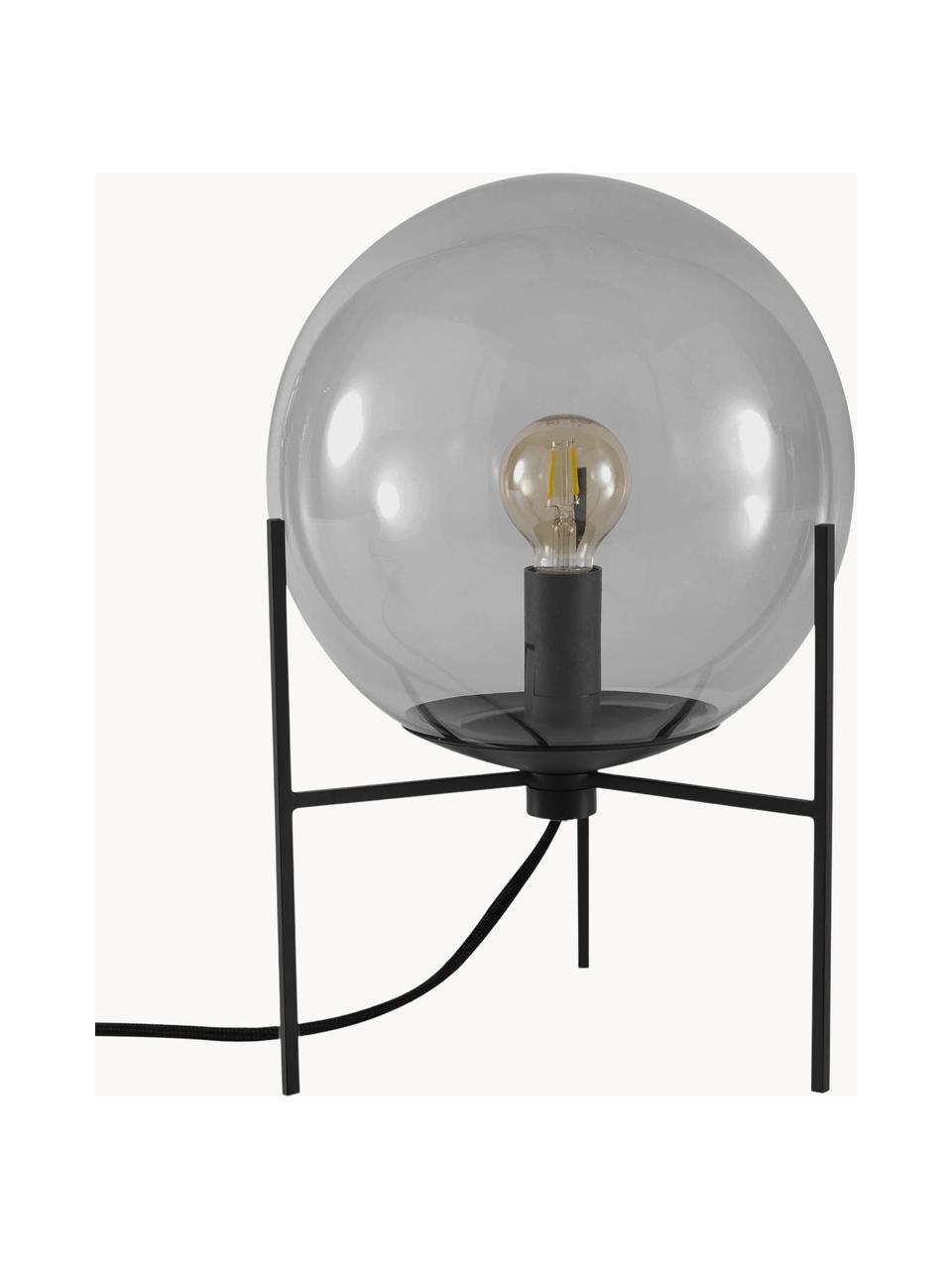 Petite lampe à poser boule en verre Alton, Noir, gris, Ø 20 x haut. 29 cm