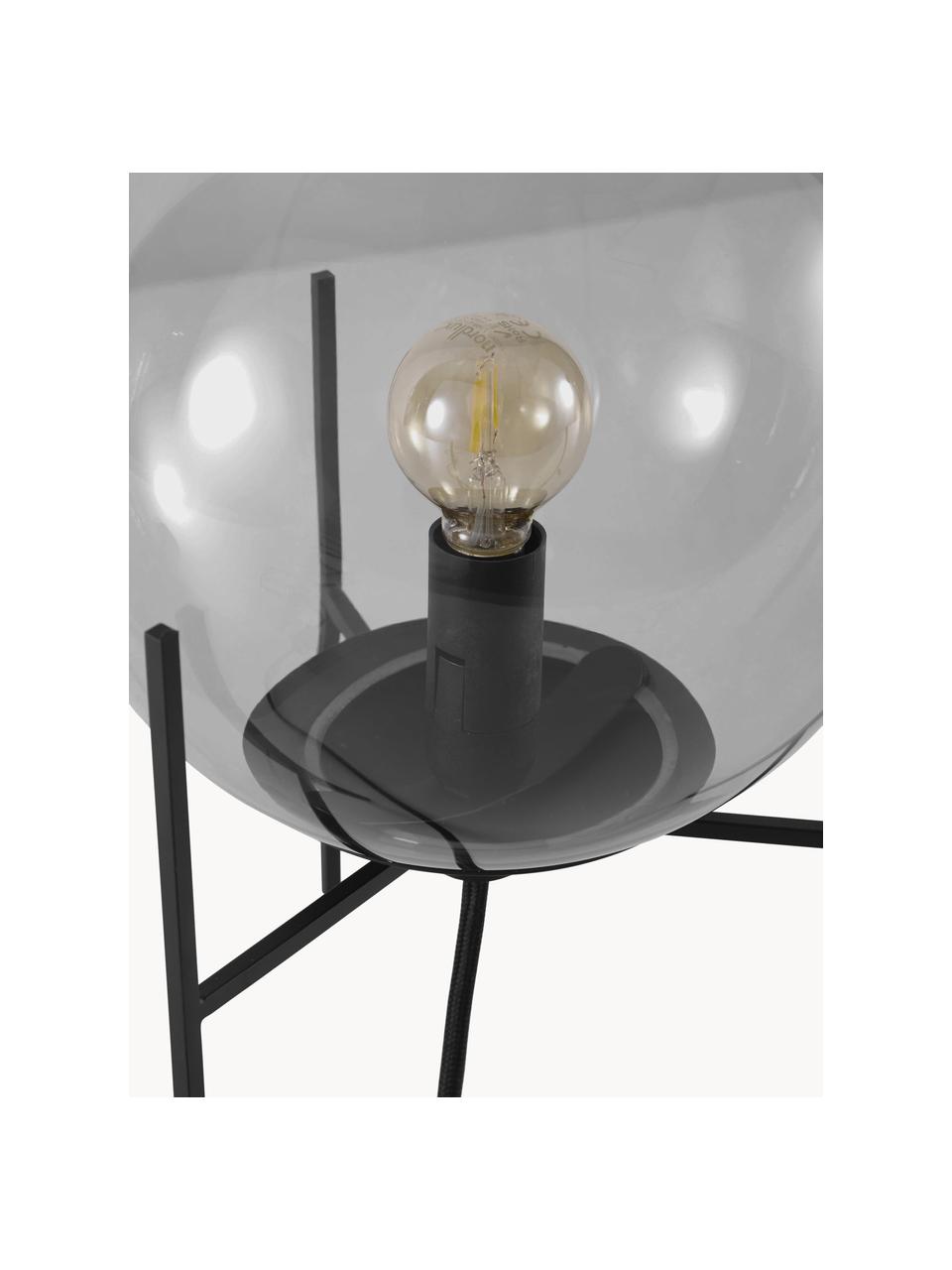 Petite lampe à poser boule en verre Alton, Noir, gris, Ø 20 x haut. 29 cm