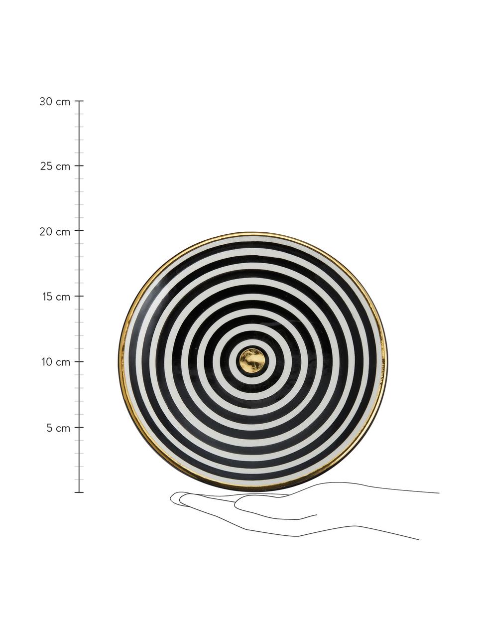 Ručně vyrobený marocký snídaňový talíř Assiette, Keramika, Černá, krémová, zlatá, Ø 20 cm