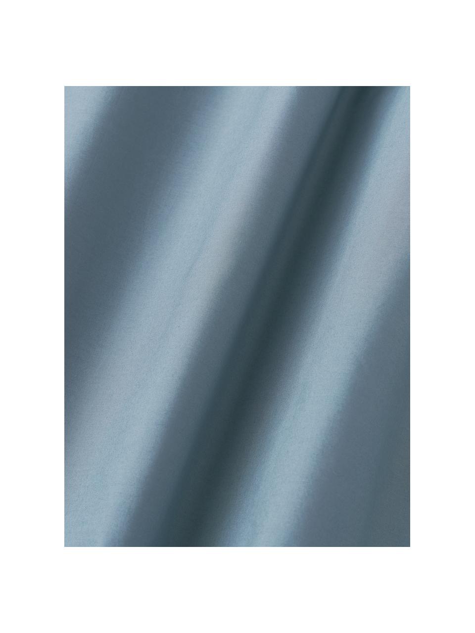 Drap-housse en percale de coton pour sommier tapissier Elsie, Gris-bleu, larg. 90 x long. 200 cm, haut. 35 cm