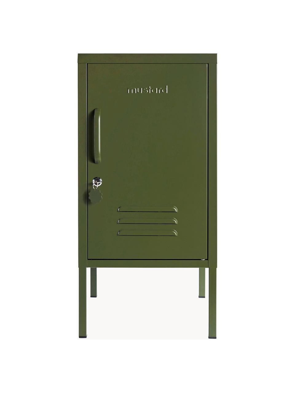 Szafka nocna z metalu The Shorty, Stal malowana proszkowo, Ciemny zielony, S 35 x H 72 cm