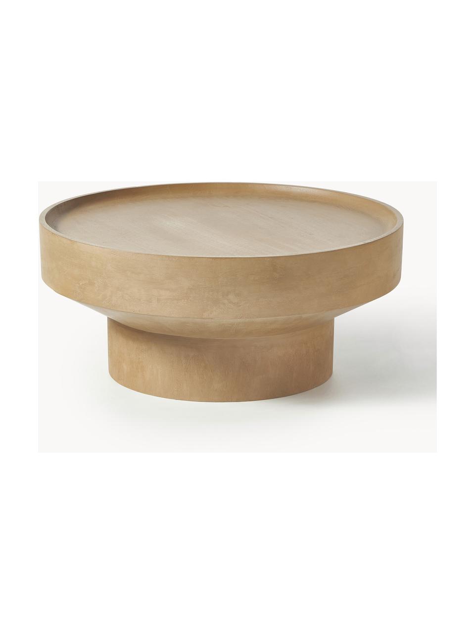 Table basse ronde en bois de manguier Benno, Manguier massif, laqué, Bois de manguier clair laqué, Ø 80 cm