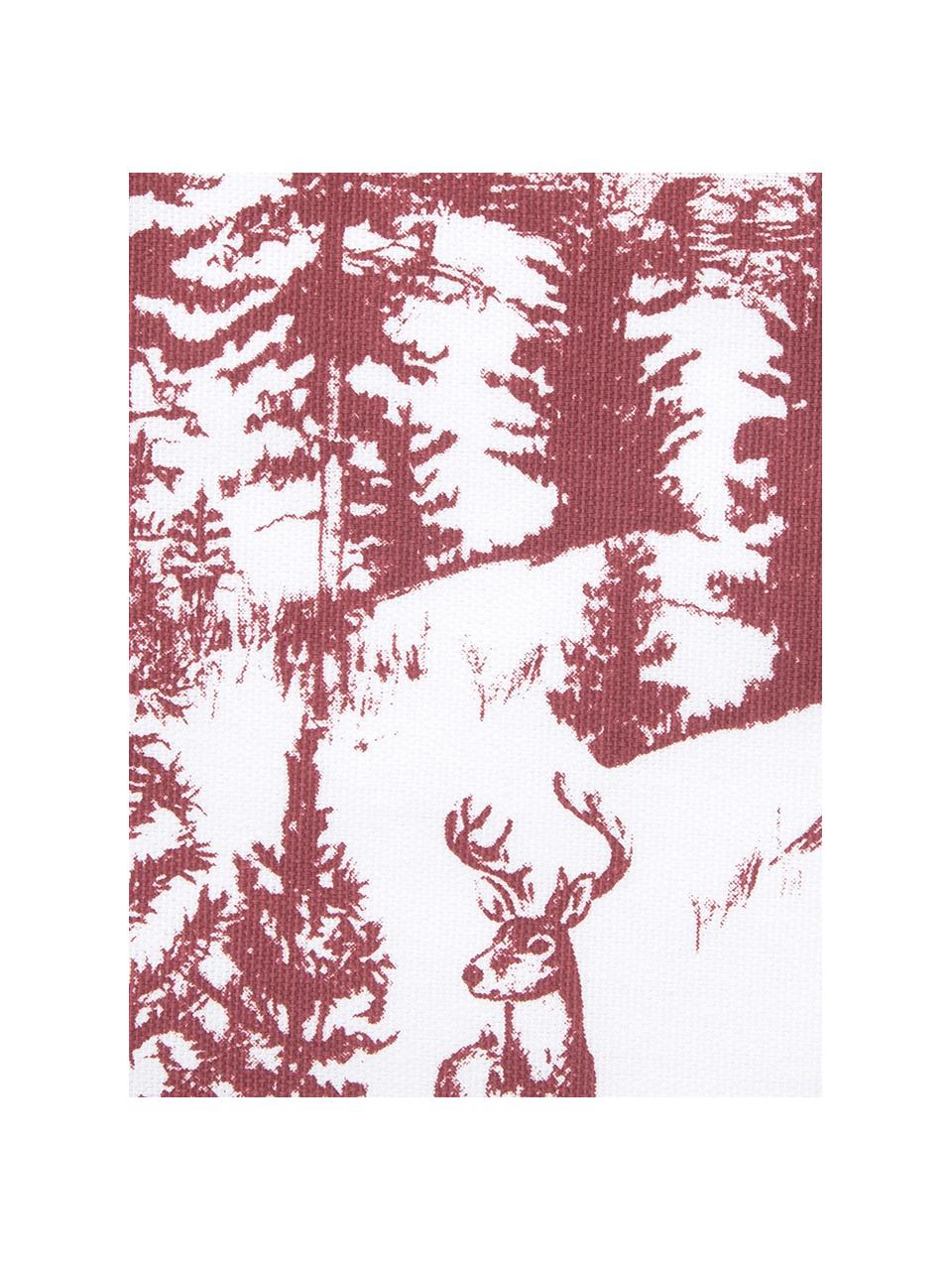 Kissenhülle Nordic mit winterlichem Motiv in Rot/Weiss, 100% Baumwolle, Weiss, Rot, 40 x 40 cm