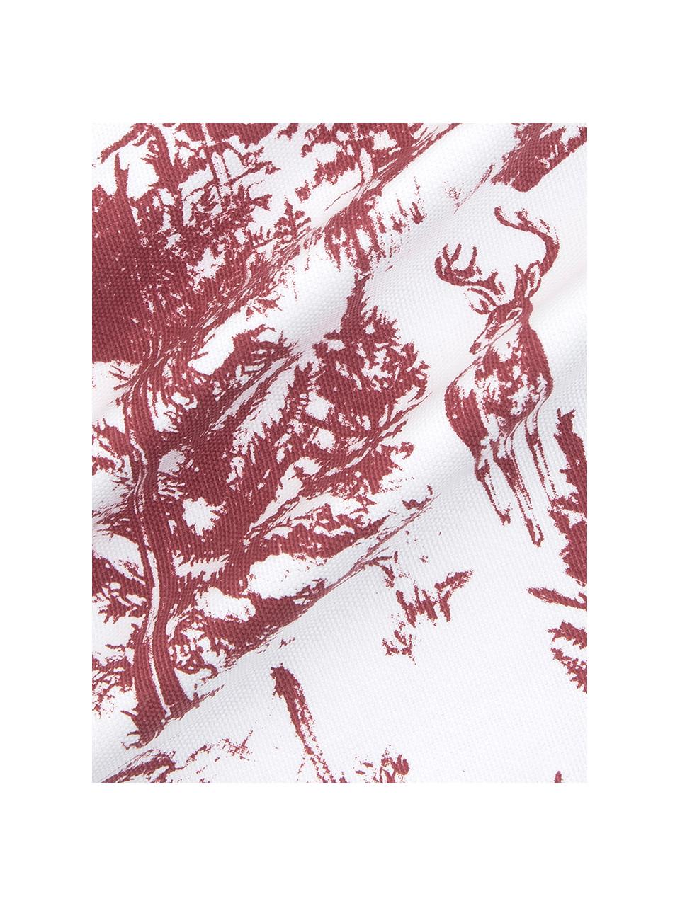 Kussenhoes Nordic met winters motief in rood/wit, 100% katoen, Wit, rood, 40 x 40 cm