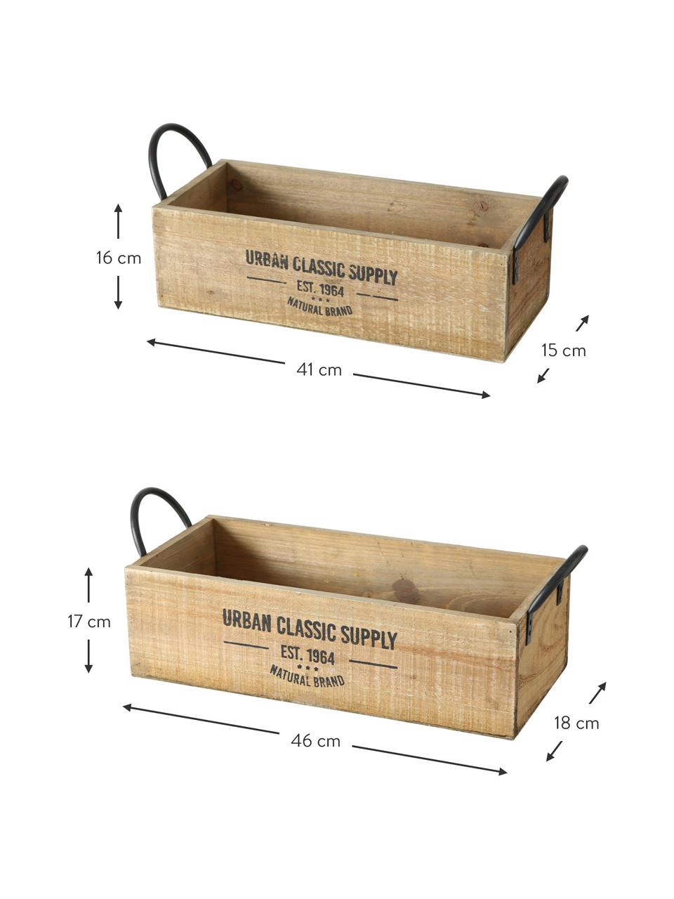 Aufbewahrungsboxen-Set Supply, 2 tlg., Griffe: Metall,beschichtet, Braun, Schwarz, Set mit verschiedenen Größen