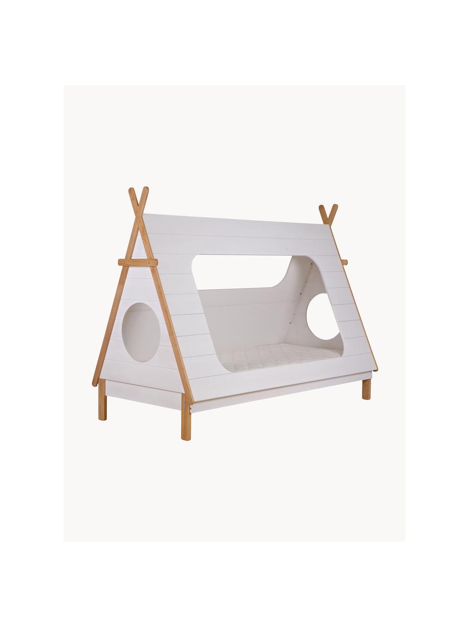 Kinderbett Tipi aus Kiefernholz, 90 x 200 cm, Kiefernholz, Kiefernholz, weiss lackiert, B 90 x L 200 cm
