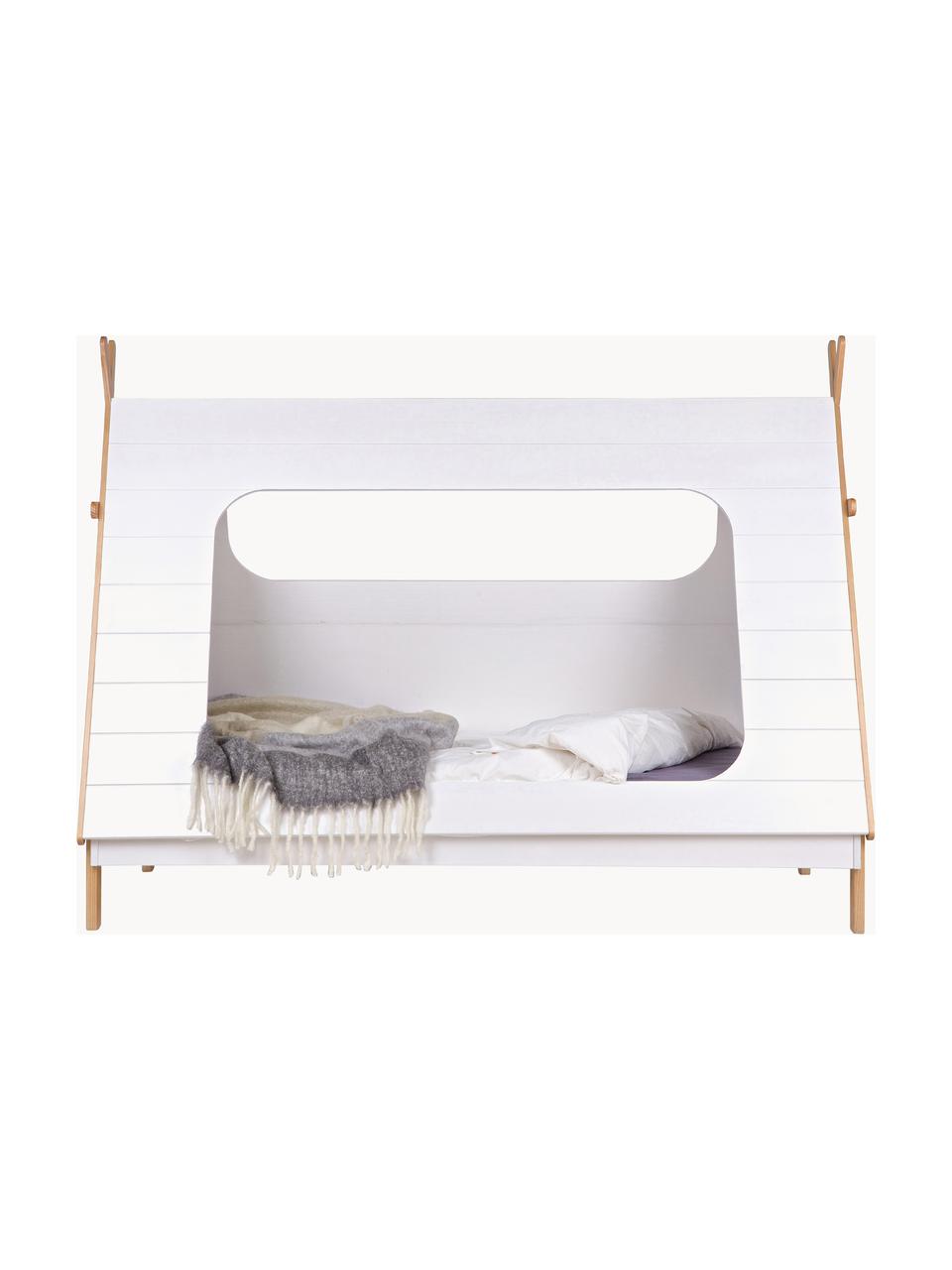 Łóżko z drewna sosnowego dla dzieci Tipi, 90 x 200 cm, Drewno sosnowe, Drewno sosnowe lakierowane na biało, S 90 x D 200 cm