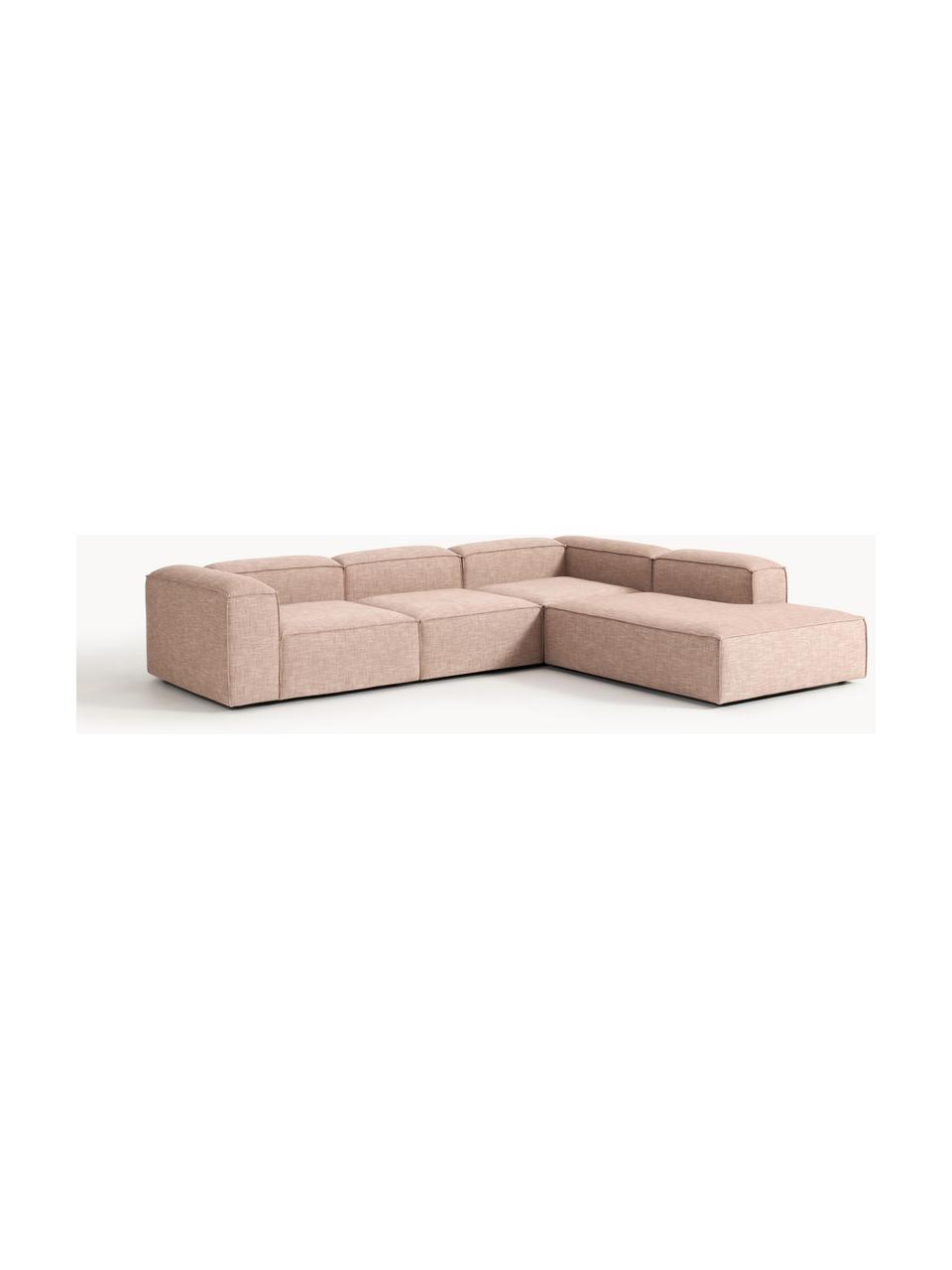 Modulares XL-Ecksofa Lennon aus Leinen-Mix, Bezug: 50 % Viskose, 25 % Leinen, Gestell: Fichtenholz, Sperrholz, m, Füße: Kunststoff Dieses Produkt, Leinen-Mix Rostrot, B 329 x T 269 cm, Eckteil links