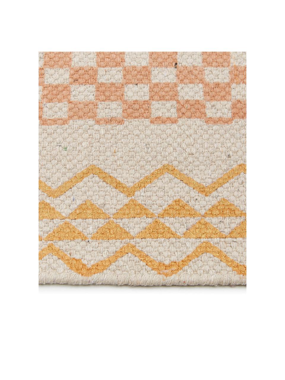 Bavlnený koberec z potlačou Kjell, Biela, bledoružová, žltá