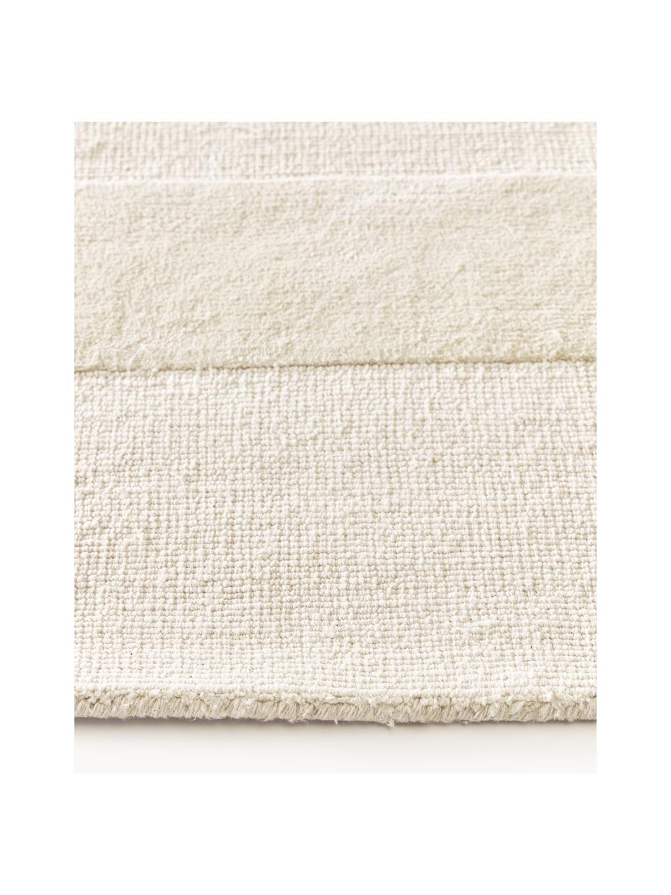 Tapis en coton tissé main avec structure haute et basse Dania, 100 % coton, certifié GRS, Blanc crème, larg. 200 x long. 300 cm (taille L)