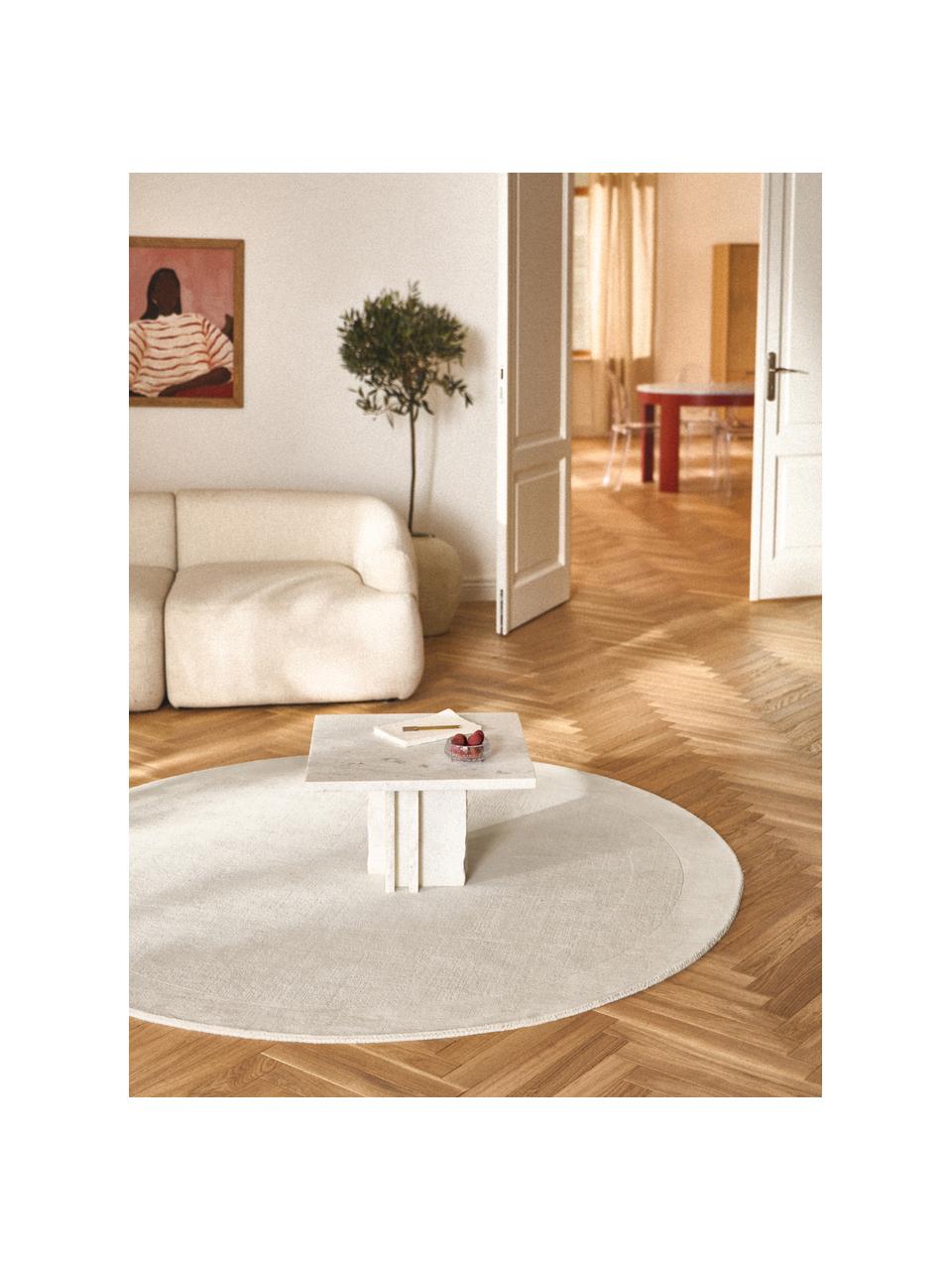Okrúhly koberec s nízkym vlasom Kari, 100 % polyester s certifikátom GRS, Krémovobiela, Ø 150 cm (veľkosť M)