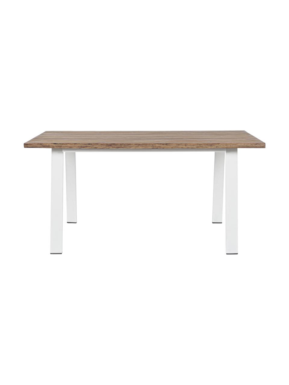 Zahradní jídelní stůl s kovovými nohami Oslo, Akáciové dřevo, bílá, Š 160 cm, H 90 cm