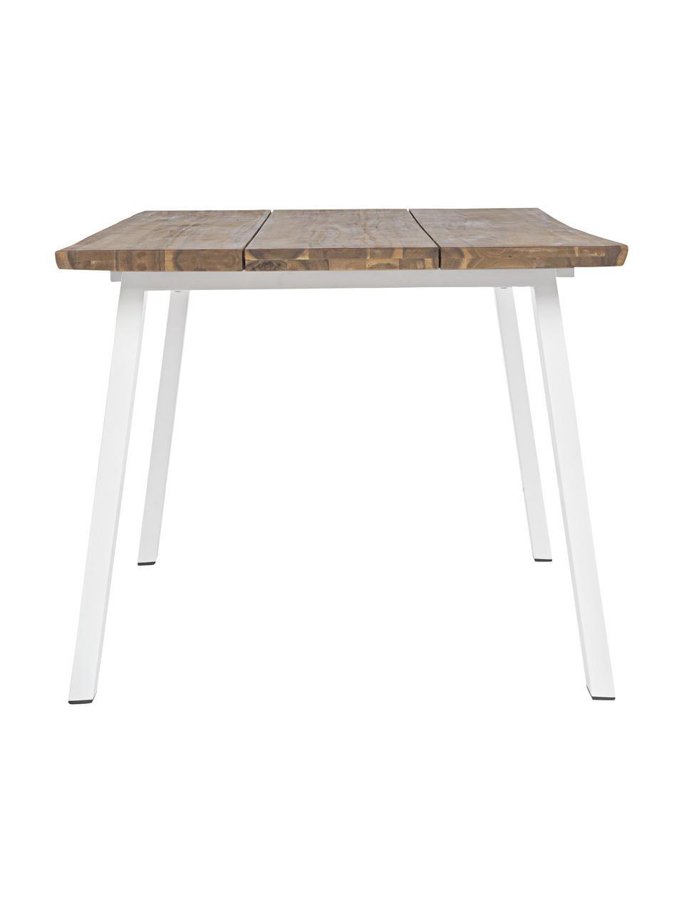 Zahradní jídelní stůl s kovovými nohami Oslo, Akáciové dřevo, bílá, Š 160 cm, H 90 cm