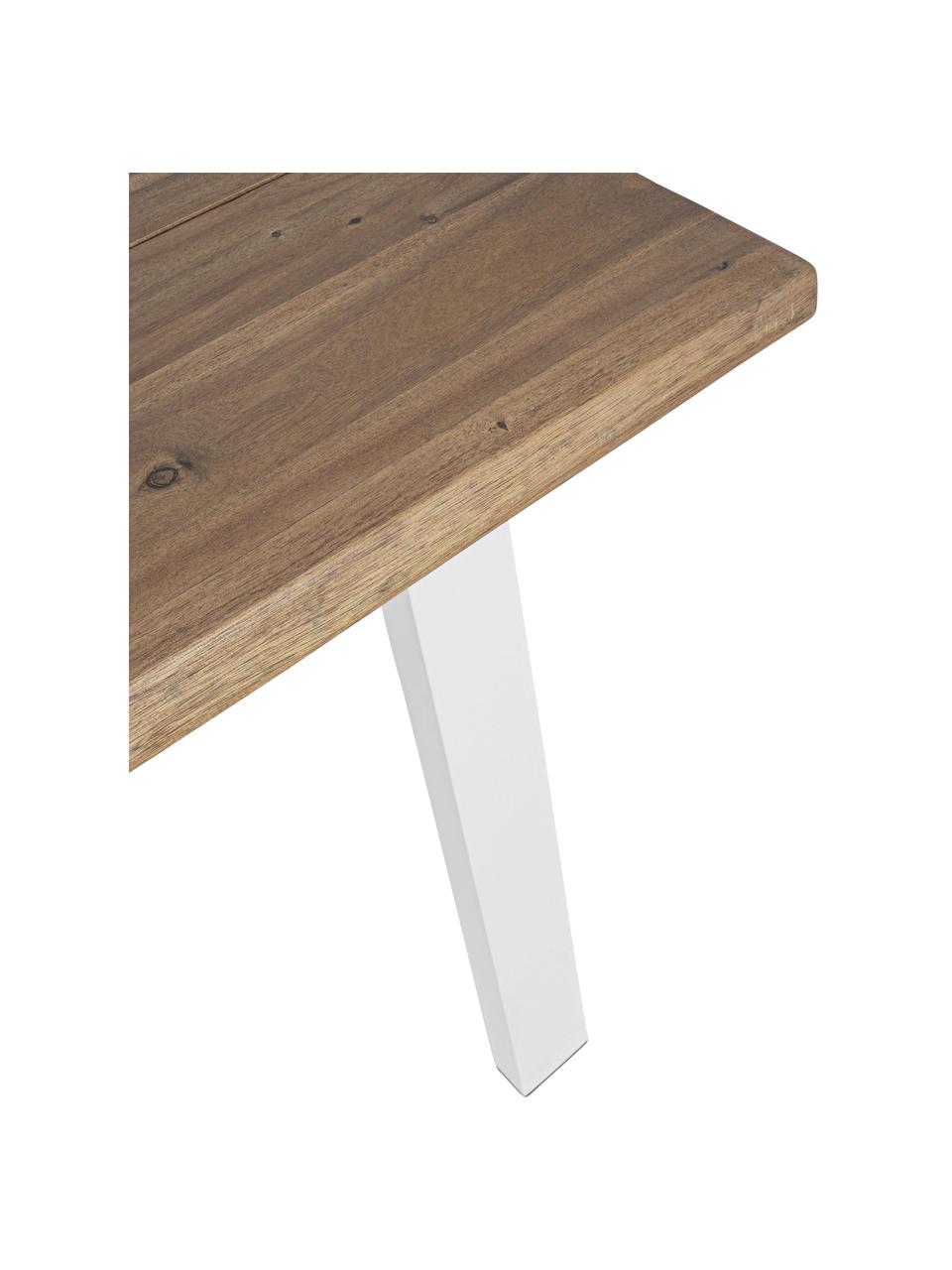 Mesa de comedor para exteior Oslo, Tablero: madera de acacia con cert, Patas: metal recubierto, Madera de acacia, blanco, An 160 x F 90 cm