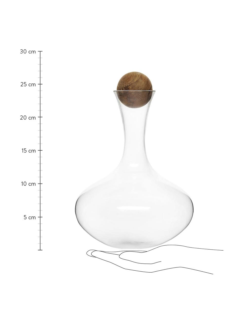 Mondgeblazen decanter Eden met houten dop, 2 L, Mondgeblazen glas, eikenhout, Transparent, eikenhoutkleurig, H 27 cm, 2 L