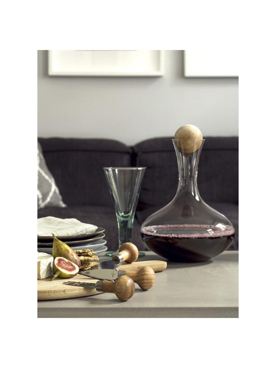 Mondgeblazen decanter Eden met houten dop, 2 L, Sluiting: eikenhout, Transparant, donker hout, 2 L