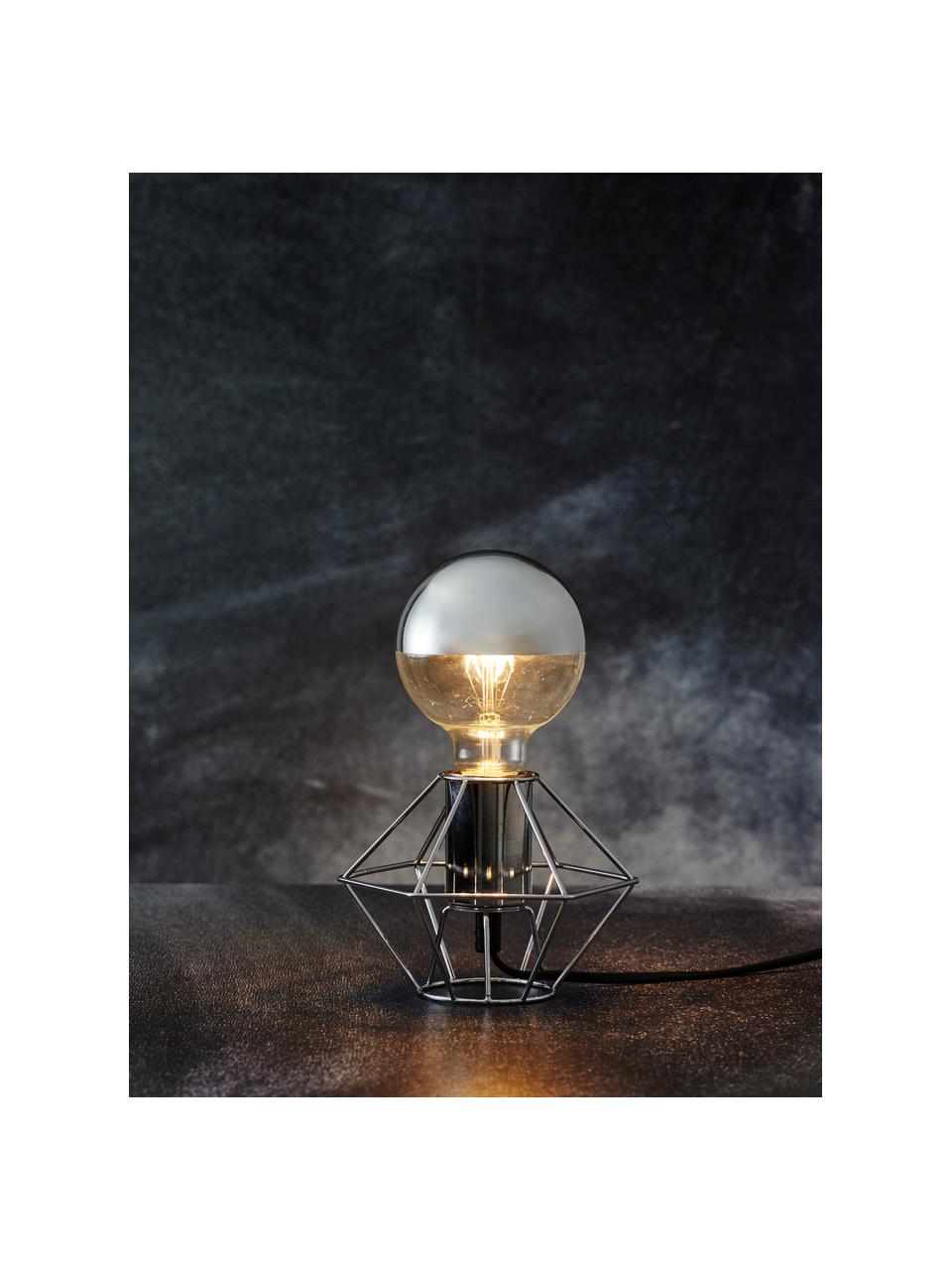 E27 Leuchtmittel, 2.8W, dimmbar, warmweiß, 1 Stück, Leuchtmittelschirm: Glas, Leuchtmittelfassung: Aluminium, Silberfarben, Transparent, Ø 10 x H 14 cm