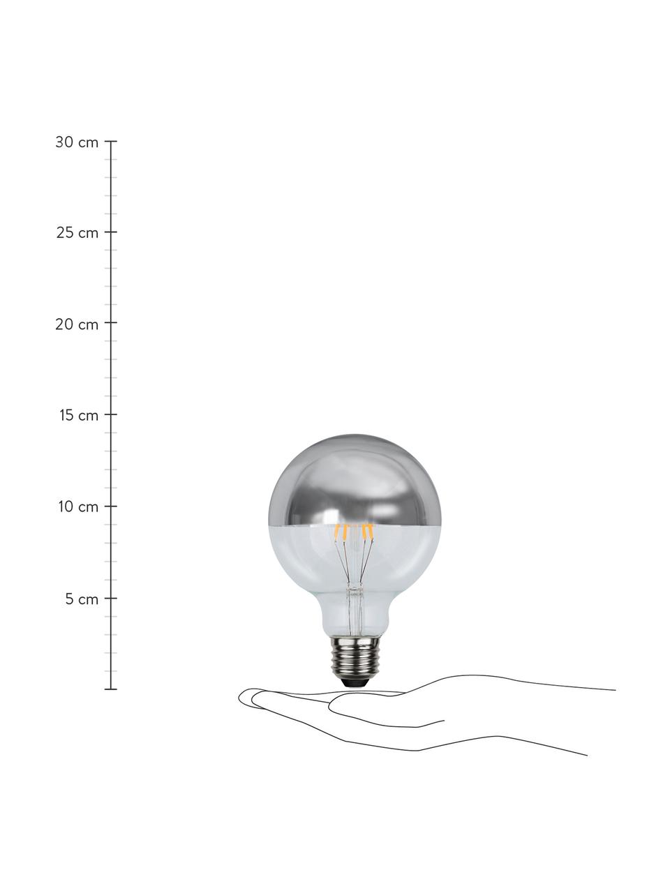 E27 peertje, 2.8 watt, dimbaar, warmwit, 1 stuk, Peertje: glas, Fitting: aluminium, Zilverkleurig, transparant, Ø 10 x H 14 cm