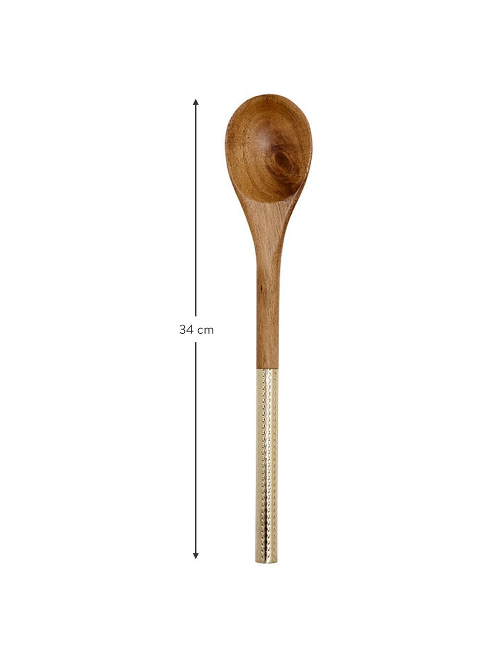 Set 2 posate da insalata in legno di acacia con manico dorato Oasis, Posate: legno di acacia, Ottonato, legno scuro, Lung. 37 cm