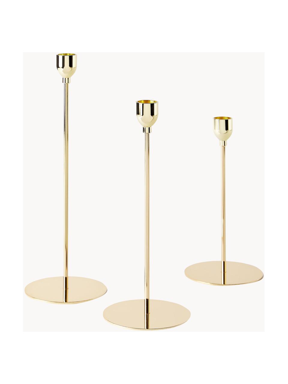 Set 3 candelabri Malte, Metallo rivestito, Dorato, Set in varie misure