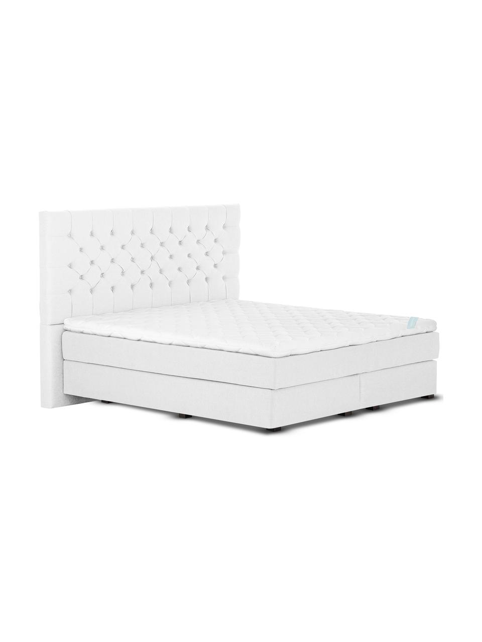 Premium Boxspringbett Pheobe, Matratze: 7-Zonen-Taschenfederkern , Hellgrau, 200 x 200 cm