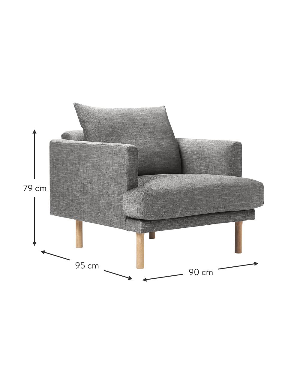 Poltrona Adrian, Rivestimento: 47% viscosa, 23% cotone, , Struttura: compensato, Piedini: legno di quercia oliato, Tessuto grigio scuro, Larg. 90 x Alt. 79 cm