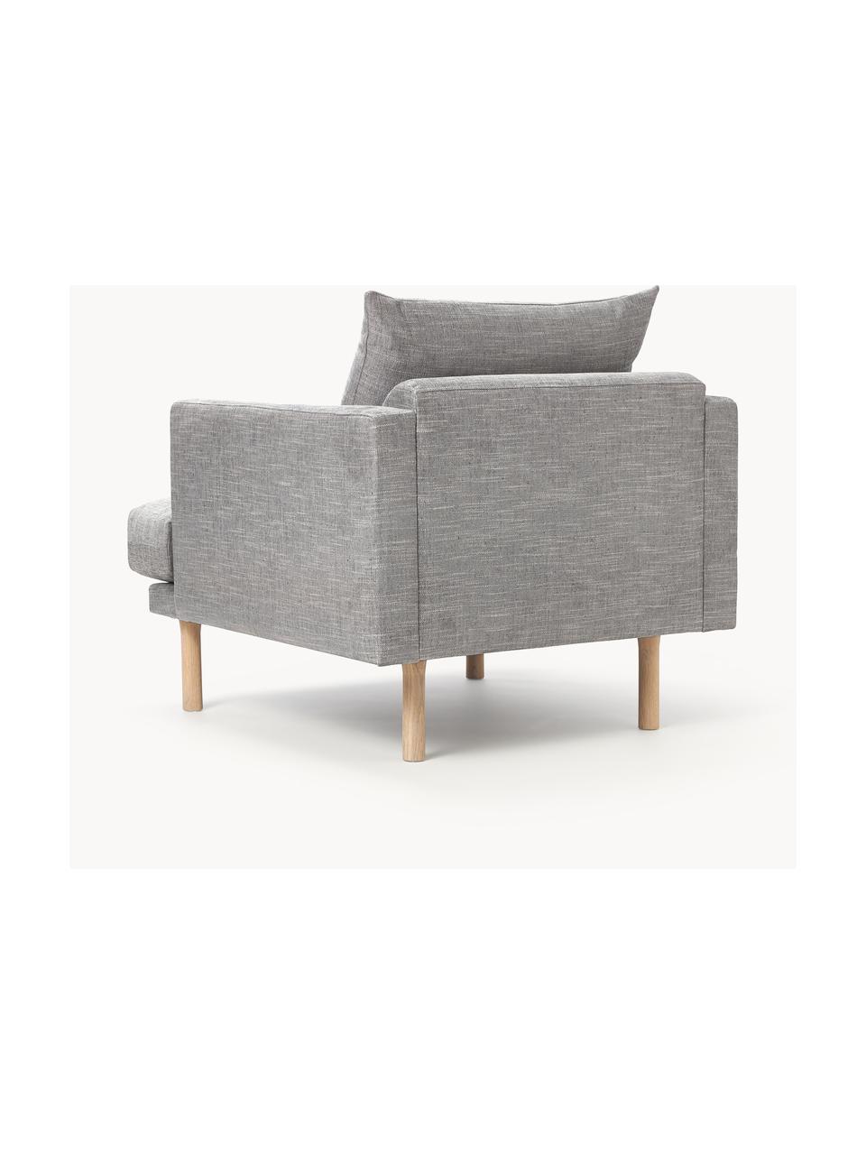 Sofa fauteuil Adrian, Bekleding: 47% viscose, 23% katoen, , Frame: multiplex, Poten: eikenhout, geolied Dit pr, Geweven stof grijs, B 90 x D 95 cm