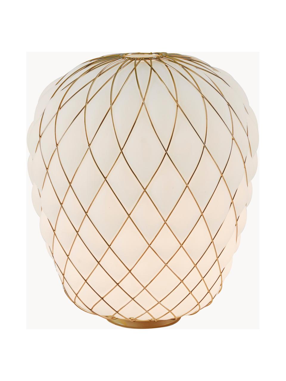 Ręcznie wykonana lampa stołowa Pinecone, Biały, odcienie złotego, Ø 50 x W 52 cm