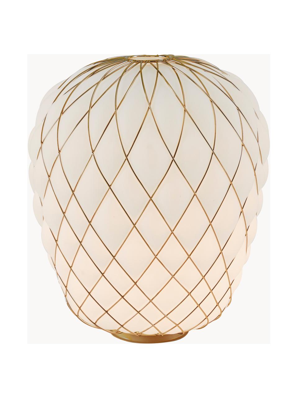 Velká stmívatelná stolní lampa Pinecone, ručně vyrobená, Bílá, zlatá, Ø 50 cm, V 52 cm