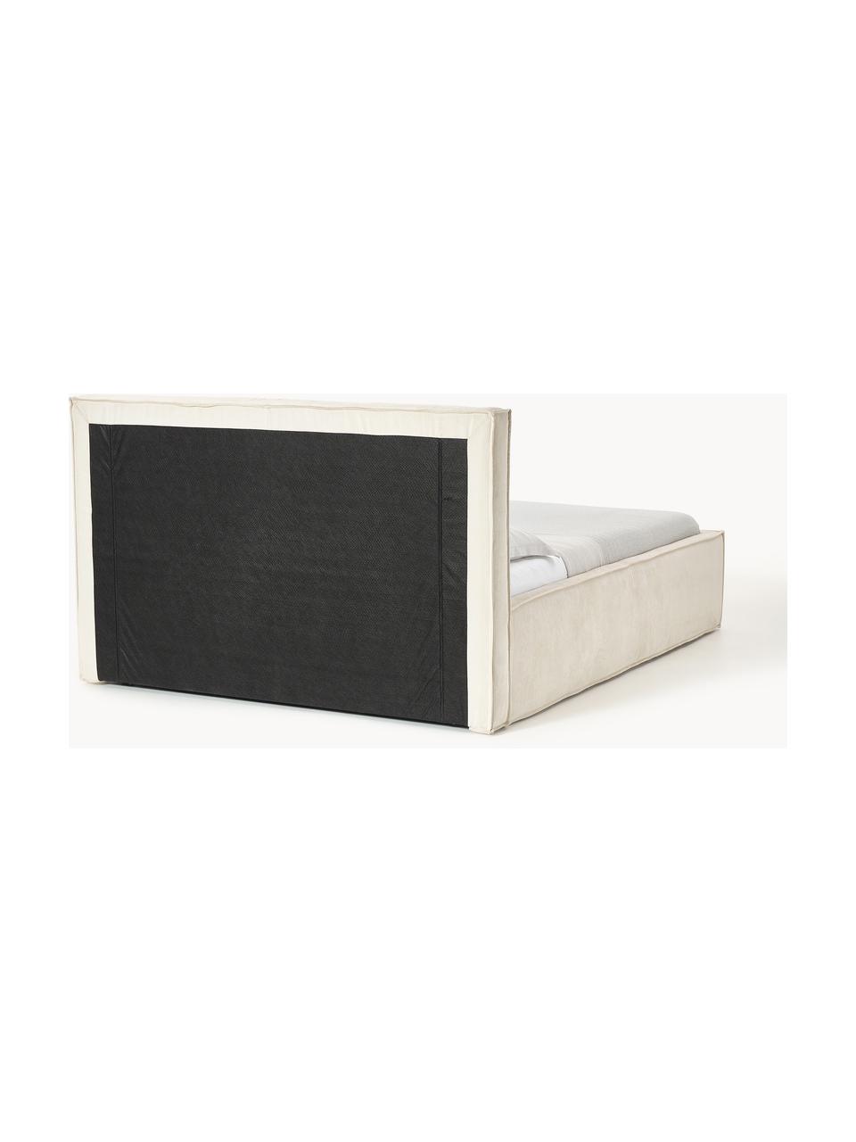 Manšestrová čalouněná postel s úložným prostorem Dream, Tlumeně bílá, Š 140 cm, D 200 cm
