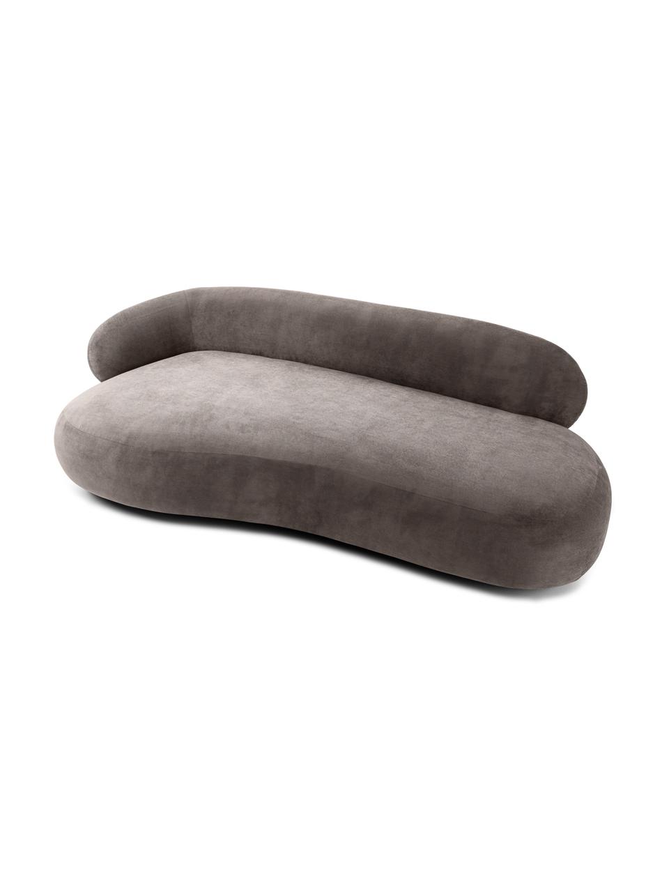 Sofa w kształcie nerki Alba (3-osobowa), Tapicerka: 97% poliester, 3% nylon D, Stelaż: lite drewno świerkowe z c, Nogi: tworzywo sztuczne, Szara tkanina, S 235 x G 114 cm, oparcie lewostronne